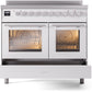 Ilve UPDI406WMPWH Professional Plus Ii 40 Inch Electric Freestanding Range In White With Trim