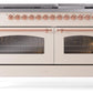 Ilve UP60FNMPAWP Nostalgie Ii 60 Inch Dual Fuel Natural Gas Freestanding Range In Antique White With Copper Trim