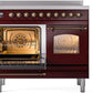 Ilve UPDI406NMPBUB Nostalgie Ii 40 Inch Electric Freestanding Range In Burgundy With Bronze Trim