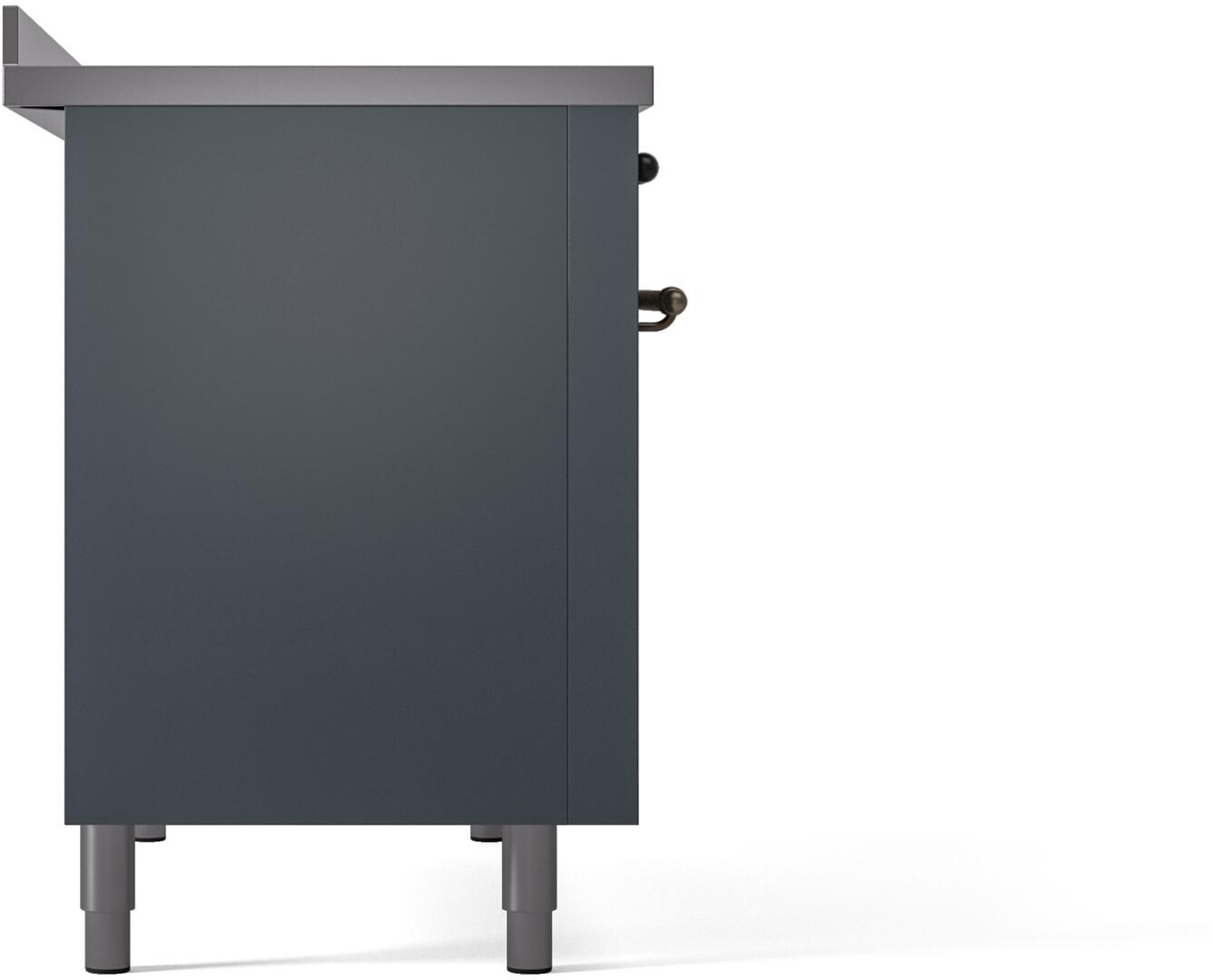 Ilve UPI486NMPBGB Nostalgie Ii 48 Inch Electric Freestanding Range In Blue Grey With Bronze Trim