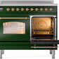 Ilve UPDI406NMPEGG Nostalgie Ii 40 Inch Electric Freestanding Range In Emerald Green With Brass Trim