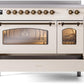 Ilve UPI486NMPAWB Nostalgie Ii 48 Inch Electric Freestanding Range In Antique White With Bronze Trim