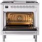 Ilve UP36FNMPWHC Nostalgie Ii 36 Inch Dual Fuel Natural Gas Freestanding Range In White With Chrome Trim