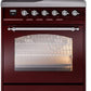 Ilve UPI304NMPBUC Nostalgie Ii 30 Inch Electric Freestanding Range In Burgundy With Chrome Trim