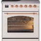 Ilve UPI304NMPAWP Nostalgie Ii 30 Inch Electric Freestanding Range In Antique White With Copper Trim