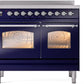 Ilve UPDI406NMPMBC Nostalgie Ii 40 Inch Electric Freestanding Range In Blue With Chrome Trim