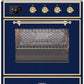 Ilve UMI30NE3MBG Majestic Ii 30 Inch Electric Freestanding Range In Blue With Brass Trim