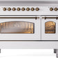 Ilve UPI486NMPWHB Nostalgie Ii 48 Inch Electric Freestanding Range In White With Bronze Trim