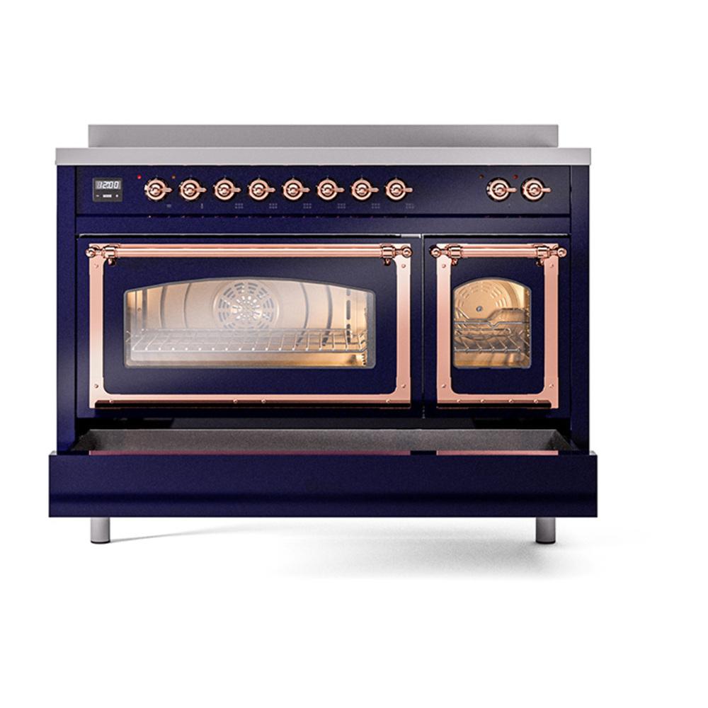 Ilve UNI486NMPMBP Ilve Uni486Nmpmbp Nostalgie Ii Noblesse 48" Induction Range (Triple Glass Door, Midnight Blue, Copper)