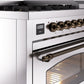 Ilve UP48FNMPSSB Nostalgie Ii 48 Inch Dual Fuel Natural Gas Freestanding Range In Stainless Steel With Bronze Trim