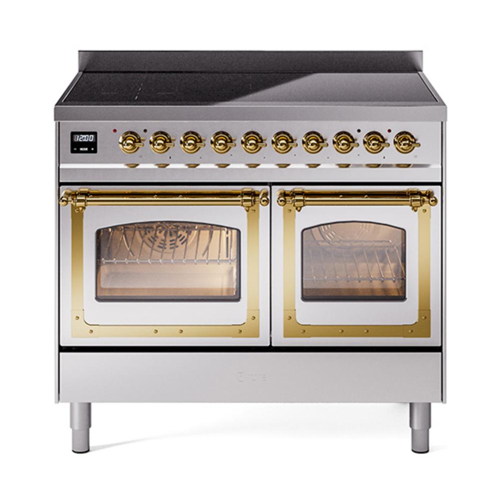 Ilve UNDI406NMPSSG Ilve Undi406Nmpssg Nostalgie Ii Noblesse 40" Induction Range (Triple Glass Door, Stainless Steel, Brass)