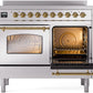 Ilve UPDI406NMPSSG Nostalgie Ii 40 Inch Electric Freestanding Range In Stainless Steel With Brass Trim