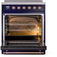 Ilve UPI304NMPMBP Nostalgie Ii 30 Inch Electric Freestanding Range In Blue With Copper Trim