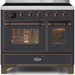 Ilve UMDI10NS3MGB Majestic Ii 40 Inch Electric Freestanding Range In Matte Graphite With Bronze Trim