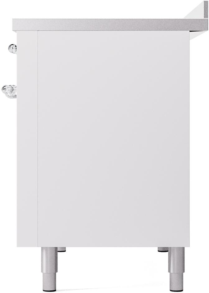 Ilve UPI486NMPWHC Nostalgie Ii 48 Inch Electric Freestanding Range In White With Chrome Trim