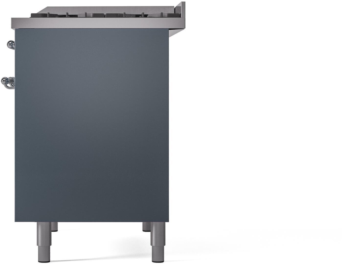 Ilve UPD40FNMPBGC Nostalgie Ii 40 Inch Dual Fuel Natural Gas Freestanding Range In Blue Grey With Chrome Trim