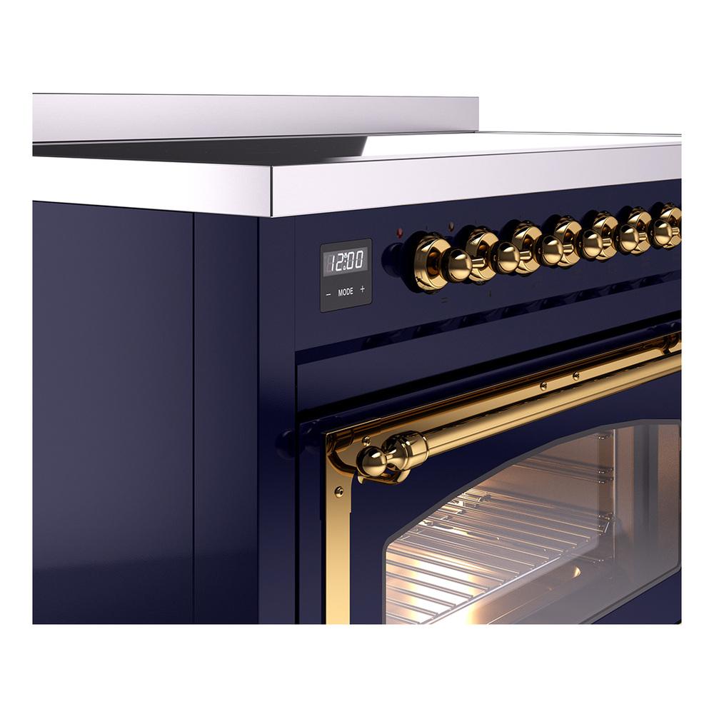 Ilve UNI486NMPMBG Ilve Uni486Nmpmbg Nostalgie Ii Noblesse 48" Induction Range (Triple Glass Door, Midnight Blue, Brass)