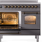 Ilve UPDI406NMPMGB Nostalgie Ii 40 Inch Electric Freestanding Range In Matte Graphite With Bronze Trim