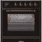 Ilve UM30DNE3BKB Majestic Ii 30 Inch Dual Fuel Natural Gas Freestanding Range In Glossy Black With Bronze Trim