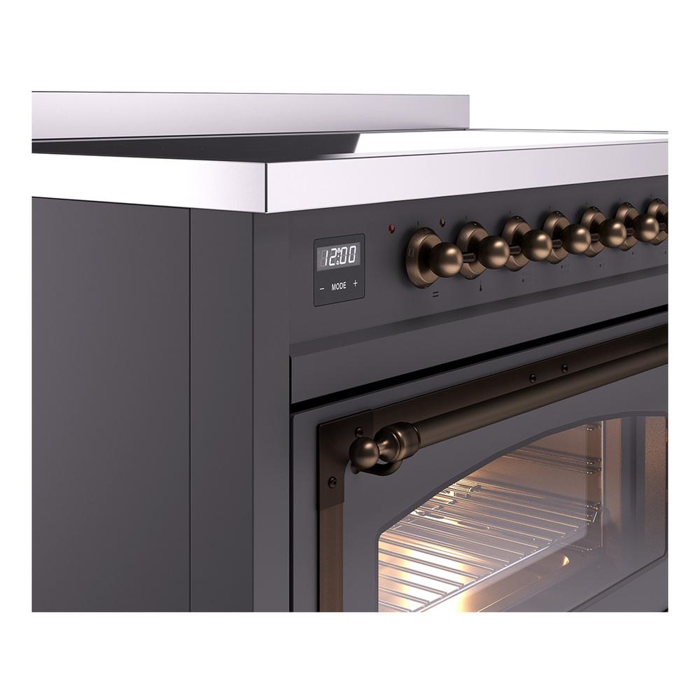 Ilve UNI486NMPMGB Ilve Uni486Nmpmgb Nostalgie Ii Noblesse 48" Induction Range (Triple Glass Door, Graphite Matte, Burnished)