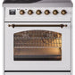 Ilve UPI304NMPWHB Nostalgie Ii 30 Inch Electric Freestanding Range In White With Bronze Trim