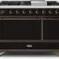 Ilve UM12FDQNS3BKBLP Majestic Ii 48 Inch Dual Fuel Liquid Propane Freestanding Range In Glossy Black With Bronze Trim