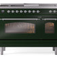 Ilve UP48FSNMPEGCLP Nostalgie Ii 48 Inch Dual Fuel Liquid Propane Freestanding Range In Emerald Green With Chrome Trim