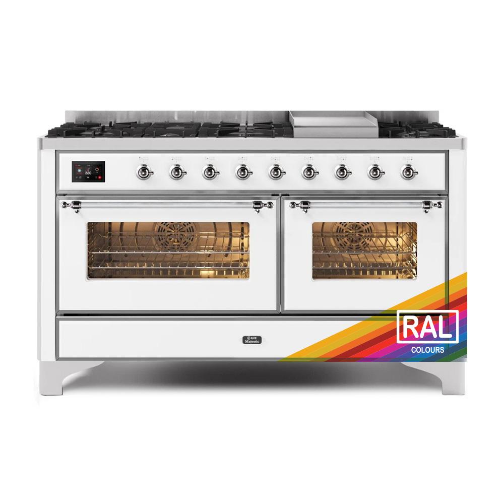 Ilve UM15FDNS3RAC Ilve Majestic Ii 60 Um15Fdns3Rac Freestanding Dual Fuel Range With 9 Sealed Burners Yes Double Oven With Triple Glass Door In Ral Color With Chrome Knobs