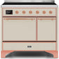 Ilve UMDI10QNS3AWP Majestic Ii 40 Inch Electric Freestanding Range In Antique White With Copper Trim