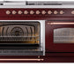 Ilve UP60FSNMPBUPLP Nostalgie Ii 60 Inch Dual Fuel Liquid Propane Freestanding Range In Burgundy With Copper Trim