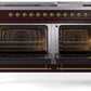 Ilve UP60FNMPBUGLP Nostalgie Ii 60 Inch Dual Fuel Liquid Propane Freestanding Range In Burgundy With Brass Trim