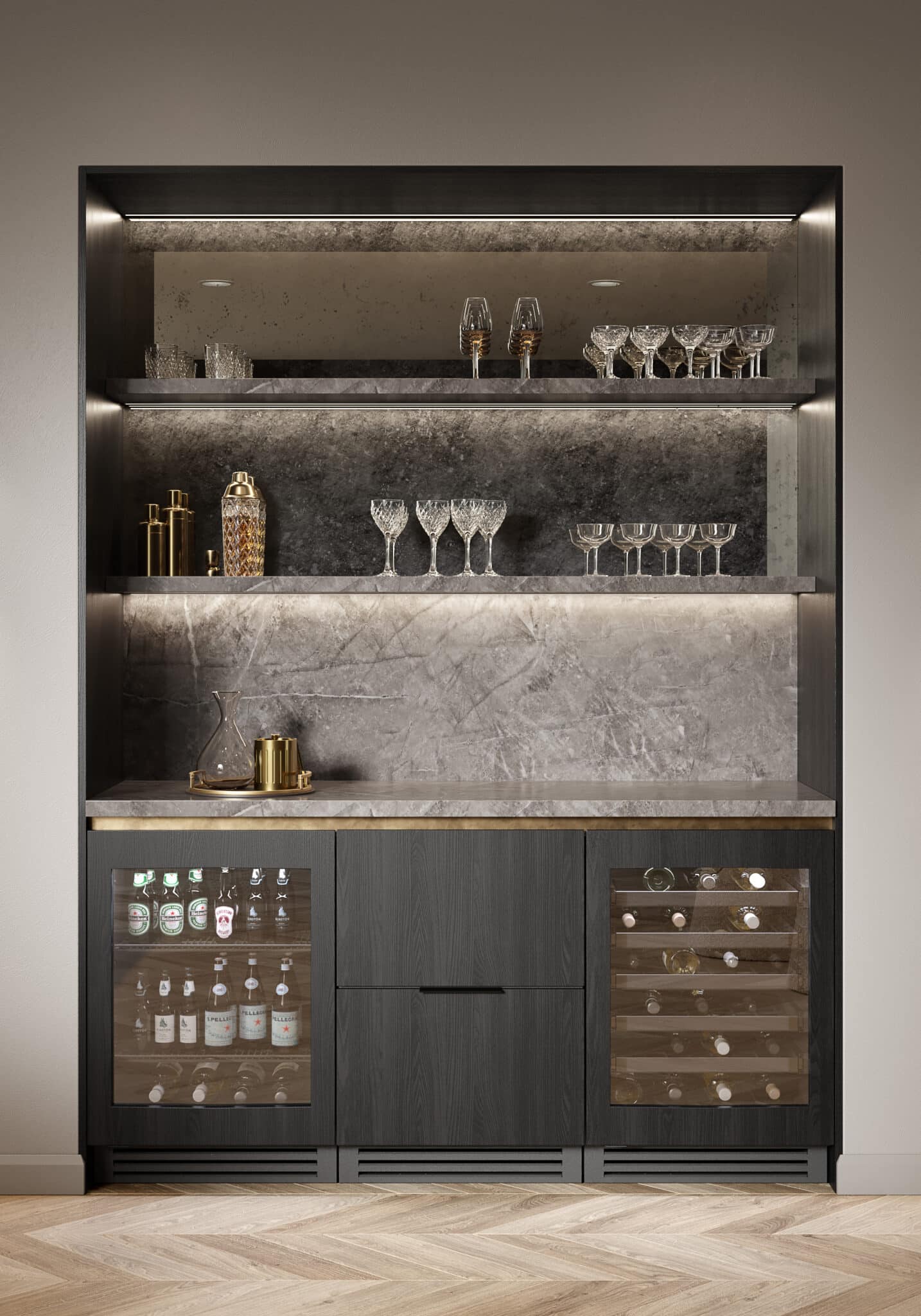 True Residential TUBADA24LGAO 24 Inch Overlay Glass Door Left Hinge Ada Height Undercounter Beverage Center