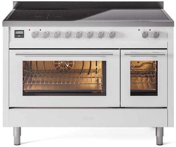 Ilve UPI486WMPWH Professional Plus Ii 48 Inch Electric Freestanding Range In White With Trim