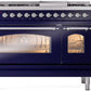 Ilve UP48FNMPMBC Nostalgie Ii 48 Inch Dual Fuel Natural Gas Freestanding Range In Blue With Chrome Trim