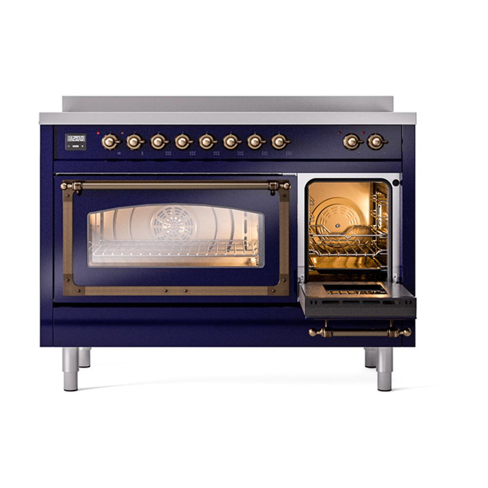 Ilve UNI486NMPMBB Ilve Uni486Nmpmbb Nostalgie Ii Noblesse 48" Induction Range (Triple Glass Door, Midnight Blue, Burnished)