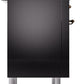 Ilve UPI366NMPBKB Nostalgie Ii 36 Inch Electric Freestanding Range In Glossy Black With Bronze Trim