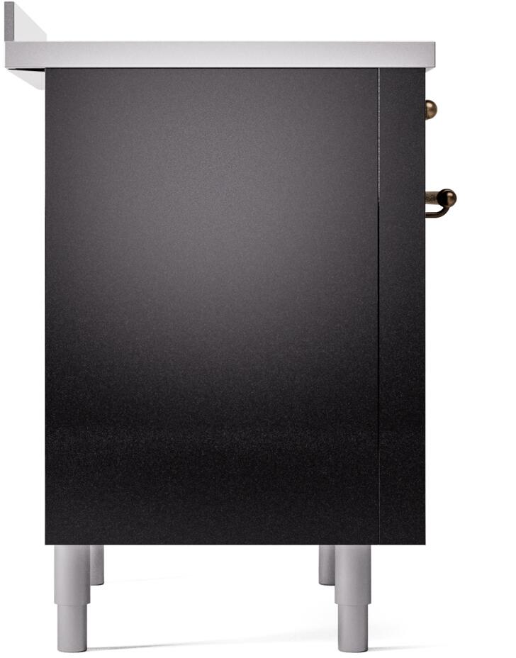 Ilve UPI366NMPBKB Nostalgie Ii 36 Inch Electric Freestanding Range In Glossy Black With Bronze Trim