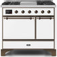 Ilve UMD10FDQNS3WHB Majestic Ii 40 Inch Dual Fuel Natural Gas Freestanding Range In White With Bronze Trim