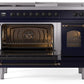 Ilve UP48FSNMPMBB Nostalgie Ii 48 Inch Dual Fuel Natural Gas Freestanding Range In Blue With Bronze Trim