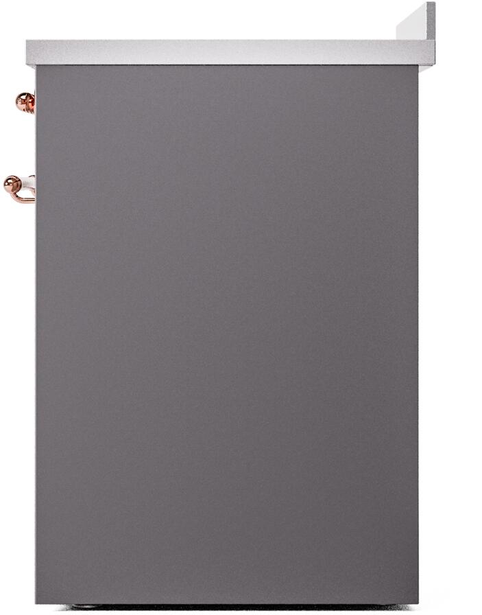 Ilve UPI304NMPMGP Nostalgie Ii 30 Inch Electric Freestanding Range In Matte Graphite With Copper Trim