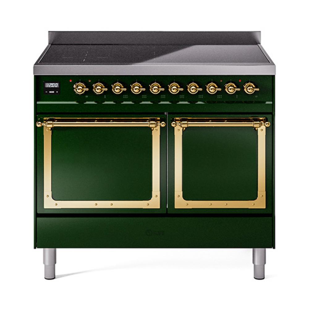 Ilve UNDI406QNMPEGG Ilve Undi406Qnmpegg Nostalgie Ii Noblesse 40" Induction Range (Solid Door, Emerald Green, Brass)