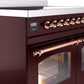 Ilve UPDI406NMPBUP Nostalgie Ii 40 Inch Electric Freestanding Range In Burgundy With Copper Trim