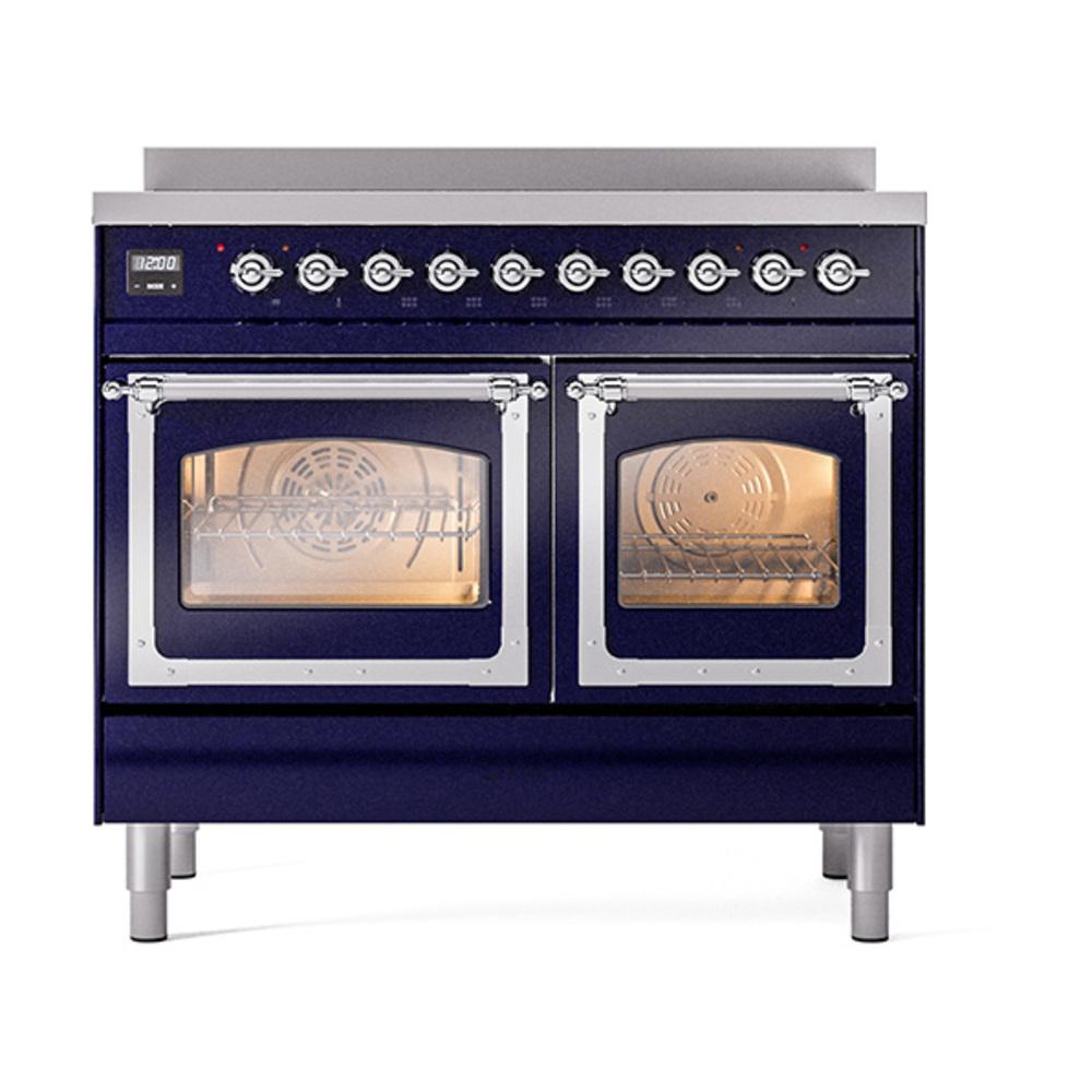 Ilve UNDI406NMPMBC Ilve Undi406Nmpmbc Nostalgie Ii Noblesse 40" Induction Range (Triple Glass Door, Midnight Blue, Chrome)