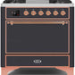 Ilve UM09FDQNS3MGP Majestic Ii 36 Inch Dual Fuel Natural Gas Freestanding Range In Matte Graphite With Copper Trim