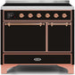 Ilve UMDI10QNS3BKP Majestic Ii 40 Inch Electric Freestanding Range In Glossy Black With Copper Trim