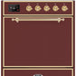 Ilve UM30DQNE3BUG Majestic Ii 30 Inch Dual Fuel Natural Gas Freestanding Range In Burgundy With Brass Trim