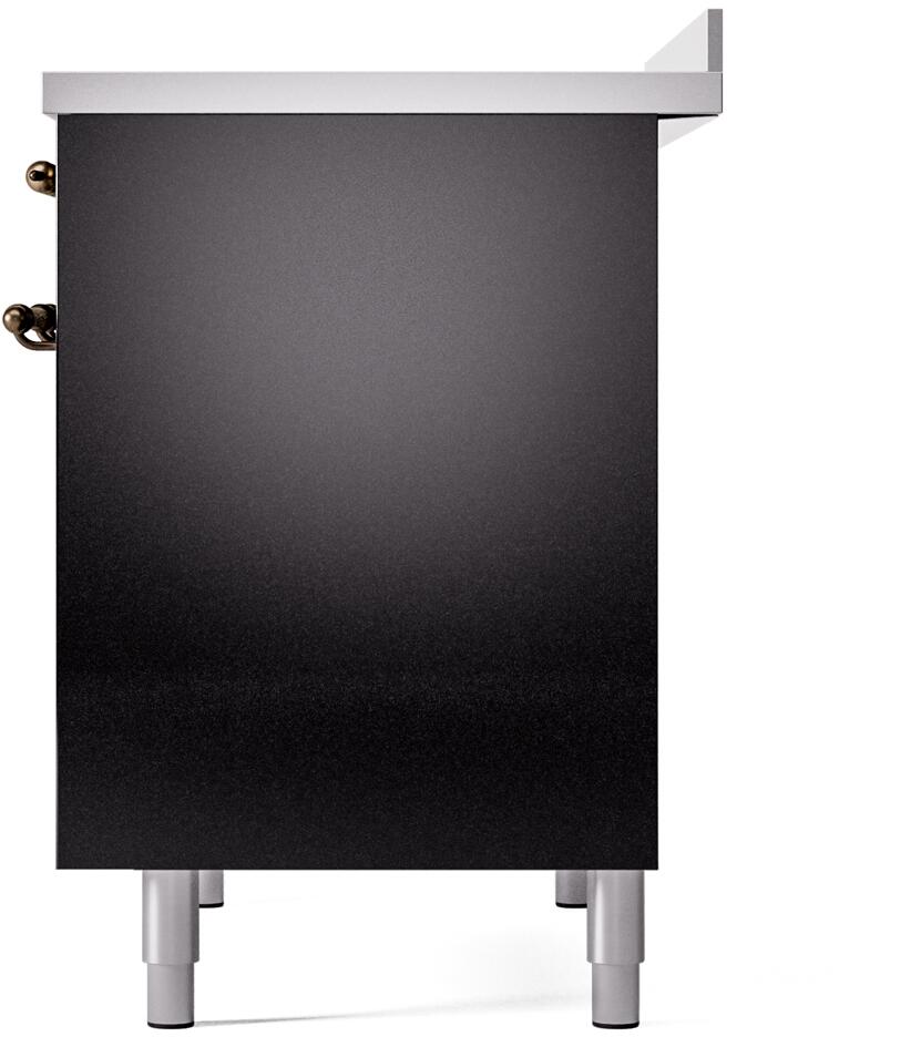 Ilve UPDI406NMPBKB Nostalgie Ii 40 Inch Electric Freestanding Range In Glossy Black With Bronze Trim