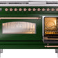 Ilve UP48FNMPEGP Nostalgie Ii 48 Inch Dual Fuel Natural Gas Freestanding Range In Emerald Green With Copper Trim