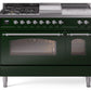 Ilve UP48FSNMPEGCLP Nostalgie Ii 48 Inch Dual Fuel Liquid Propane Freestanding Range In Emerald Green With Chrome Trim