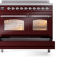 Ilve UPDI406NMPBUC Nostalgie Ii 40 Inch Electric Freestanding Range In Burgundy With Chrome Trim